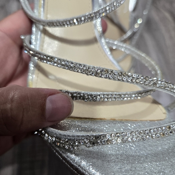 Jessica Simpson Jaeya Sandal Women Silver Rhinestones Sz 8 - Picture 6 of 15
